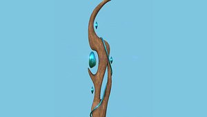 Fantasy Mage Staff 08 Wood - Medieval Weapon model