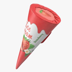 Cone Ice Cream Package Mockup Strawberry model