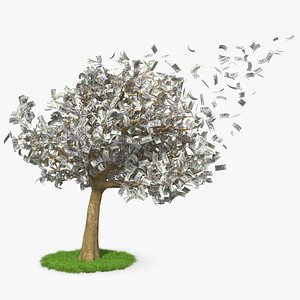 3D money tree dollars blown model