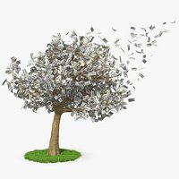Money Tree with Dollars Blown by the Wind