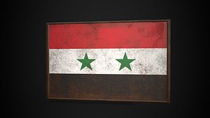 Old Picture Frame With Syria Flag - Game Ready PBR Low-poly 3D Model