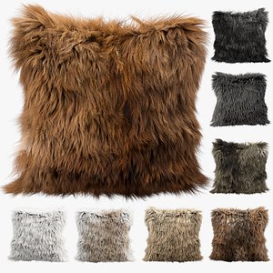 Fur pillows set 1 3D model