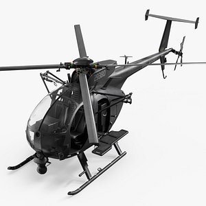 MH-6M Little Bird Troop Carrier Helicopter Rigged for Cinema 4D