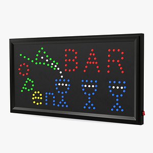 3D LED Bar Open Neon Light Business Sign model