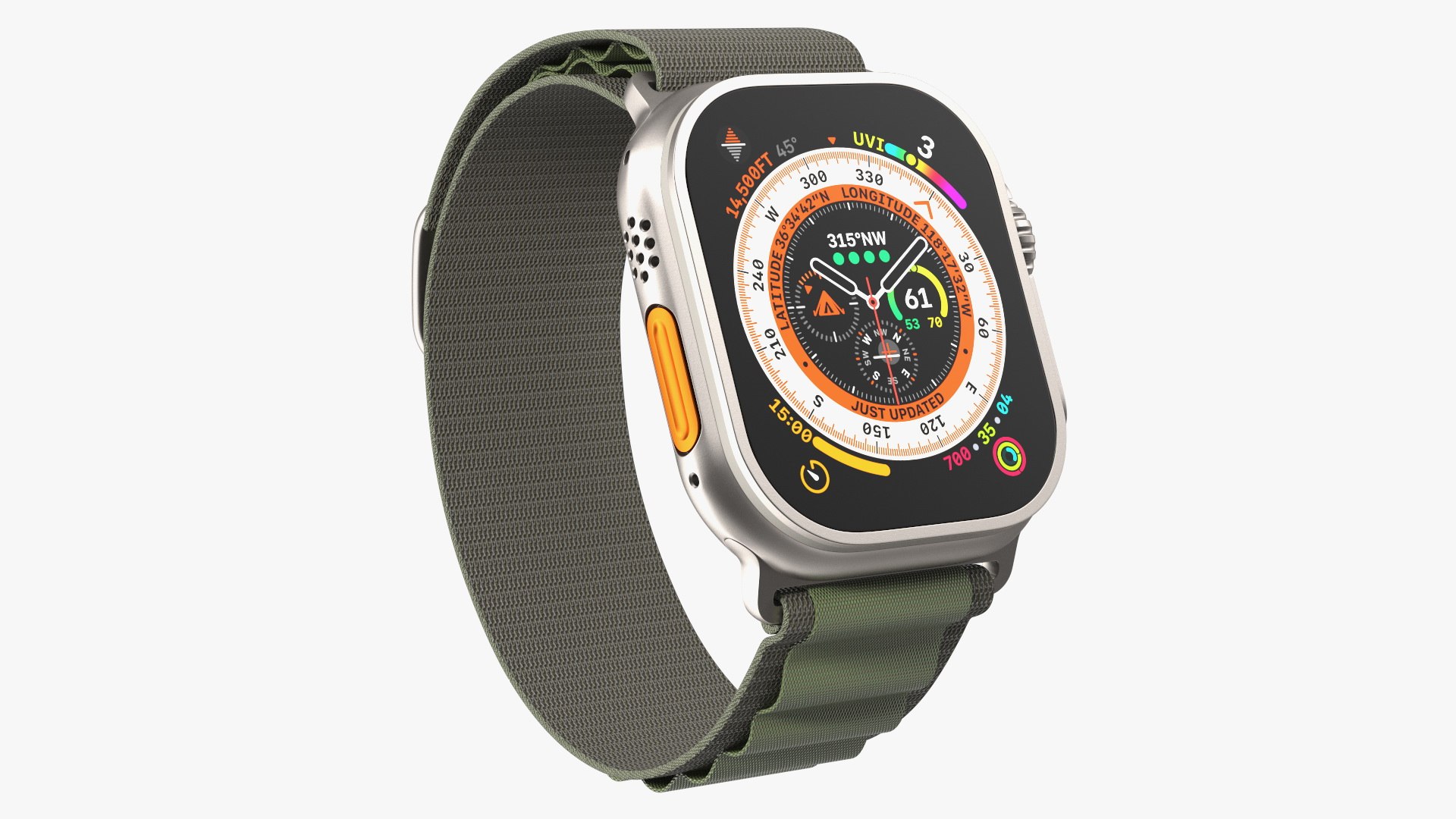Apple Watch Ultra Alpine Loop Green 3D model preview