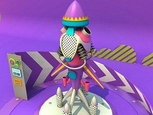 3D rocket cartoon airplane aircraft model