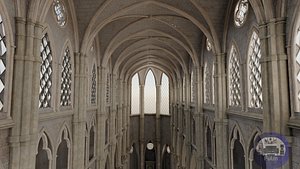 Gothic Cathedral Interior  High Detail 3D Model 3D model