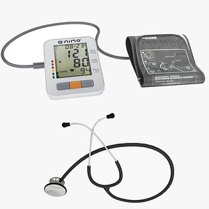 Blood Pressure and Stethoscope 3D model