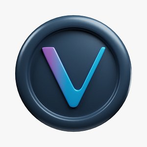 VeChain or VET Dark Teal Crypto Coin with cartoon style