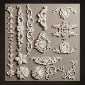 3D Simple European Carved Ornament model