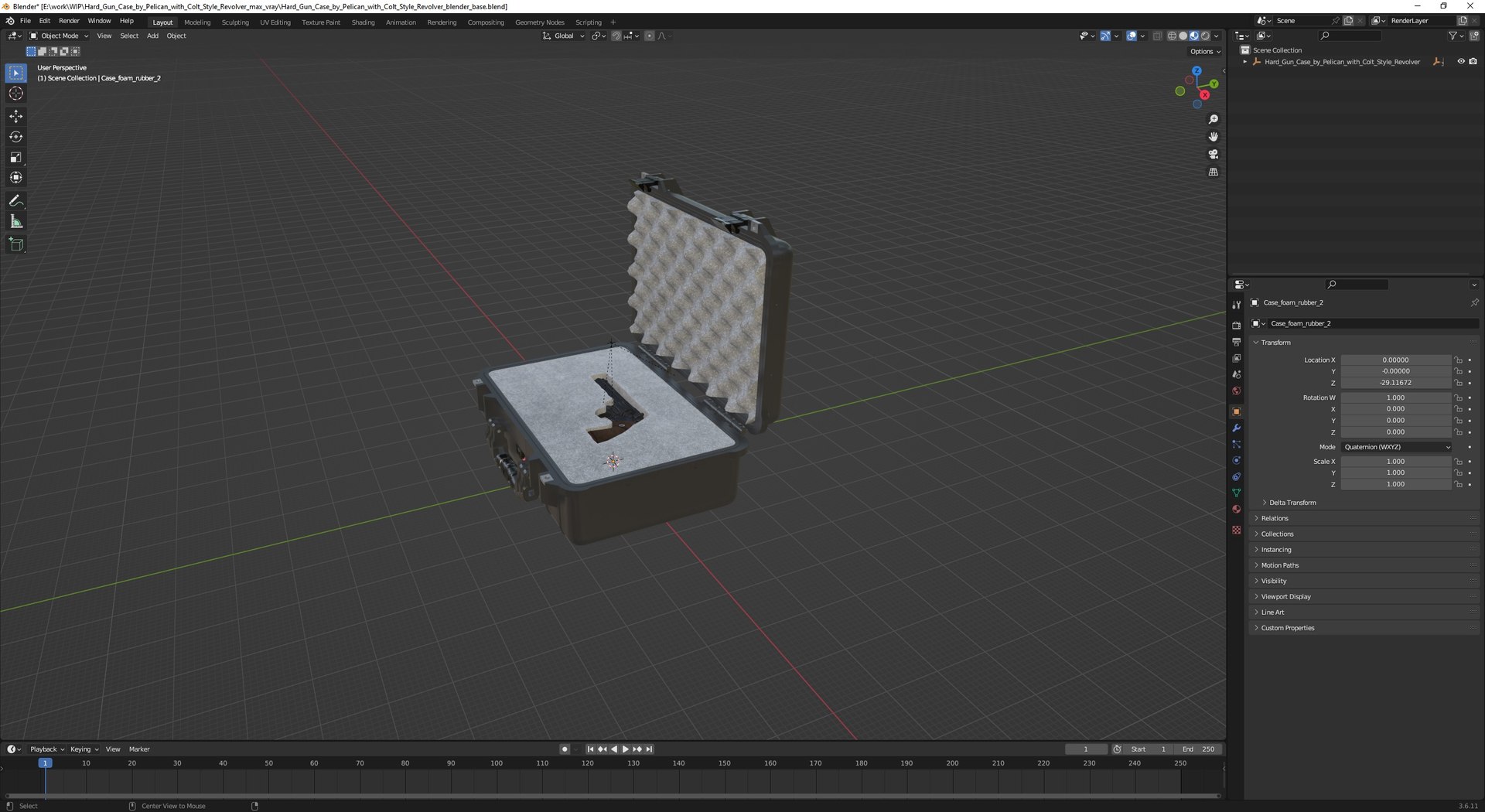 3D Hard Gun Case By Pelican With Colt Style Revolver - TurboSquid 2396186