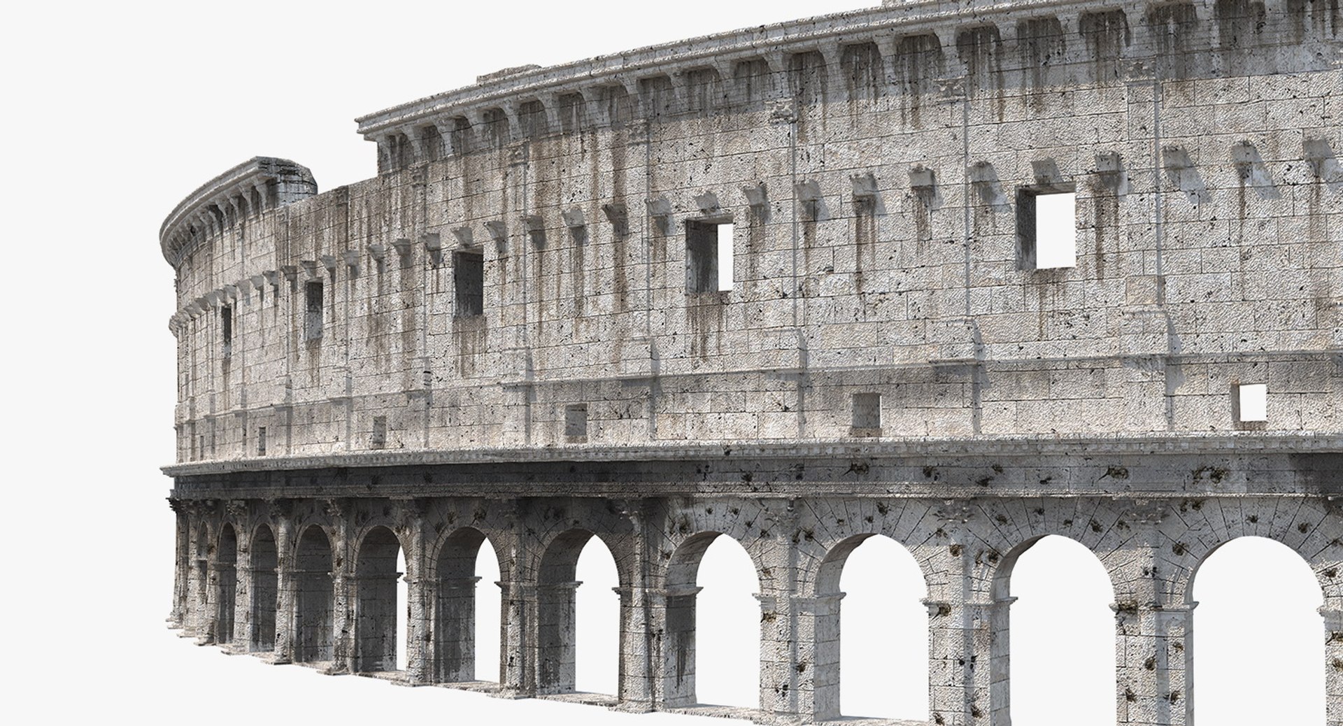 Ancient Wall with Arches 3D Model preview
