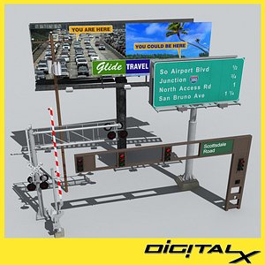 3d traffic billboard signs model