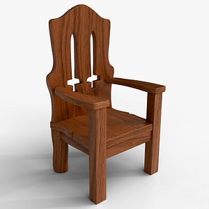 Realistic Wooden Arm Chair 3D model