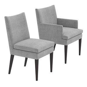 3D model chair grey upholstery