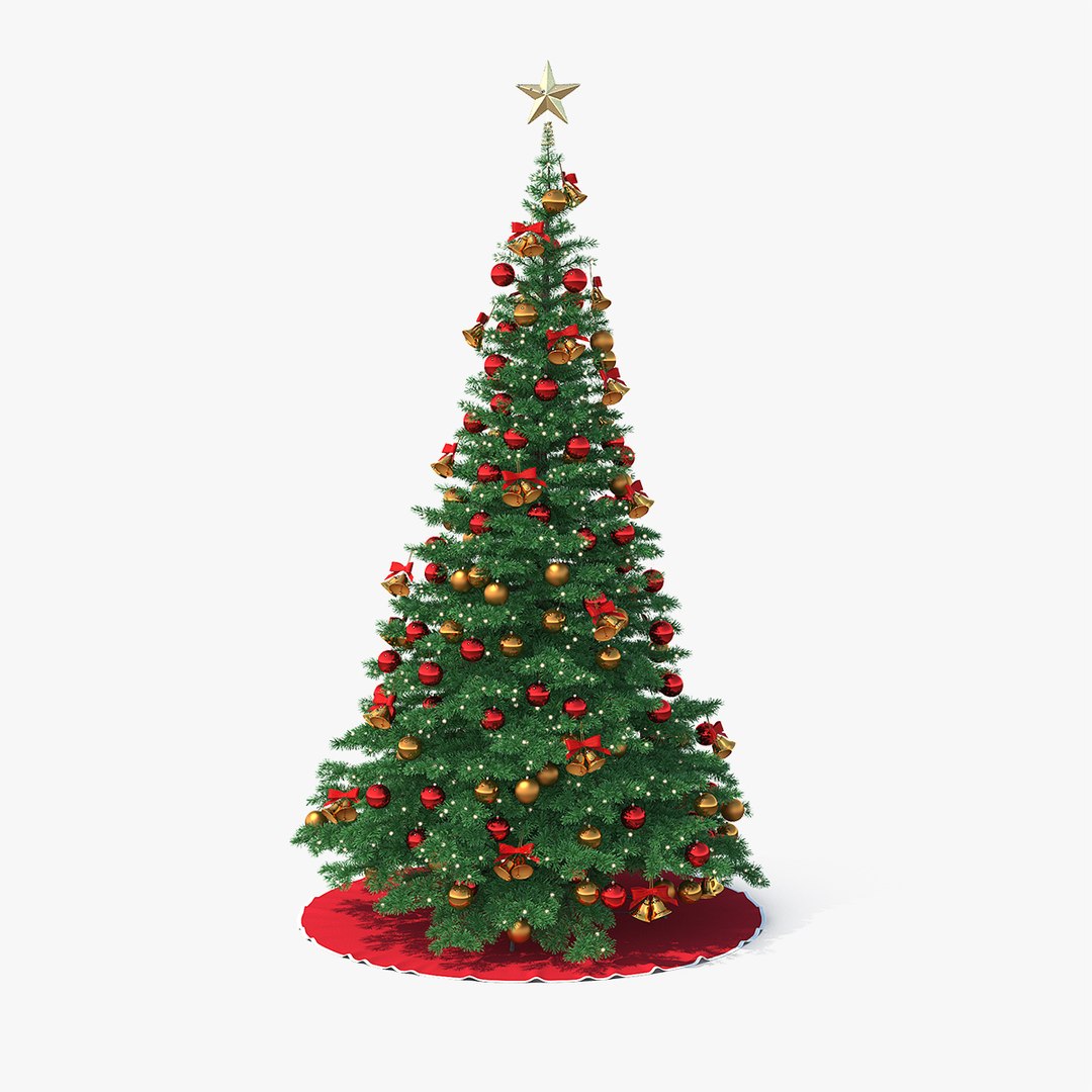 Christmas Tree with Golden Star Topper 3D model preview