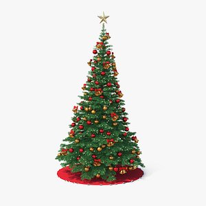 3D model christmas tree golden star
