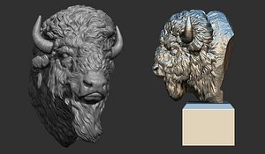 Bison bust 3D