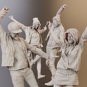 Young Pop Rock Crowd Man Woman 3D Scan