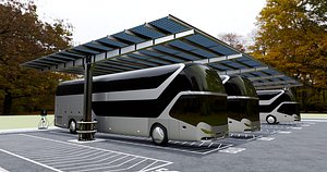 Solar Bus Parking Lot 12x12 Panel Layout model