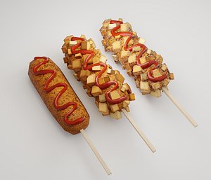 3D model Korean corn dog