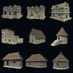 OLD ANCIENT HOUSE AZTEC MAYAN INCA STONE TEMPLE COLLECTION