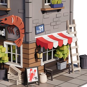 Cartoon House 01 Lowpoly Building 3D
