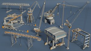 Cranes - Low Poly - 10 pieces 3D model