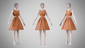 3D Dress 33 Amber Thread Brocade v2