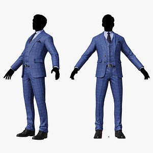 3D Men Pans with Shirt Blazer and Shoes Mix Blue Violet