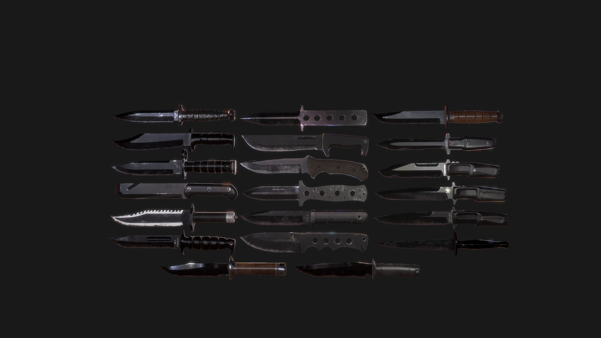 3D 20 military knife pack model - TurboSquid 1384660