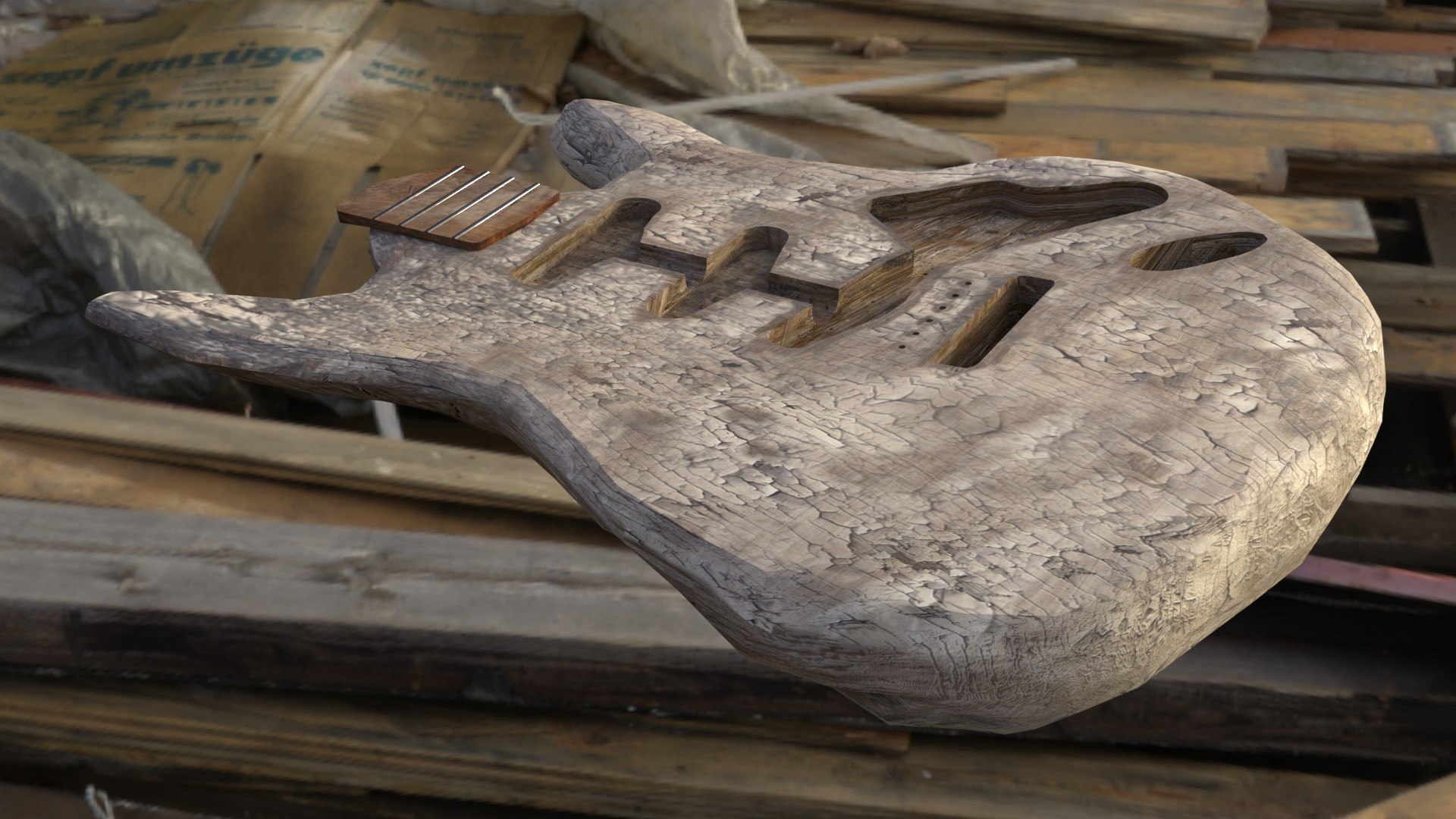 Ruined Smashed Destroyed Broken Electric Guitar model TurboSquid 2004667