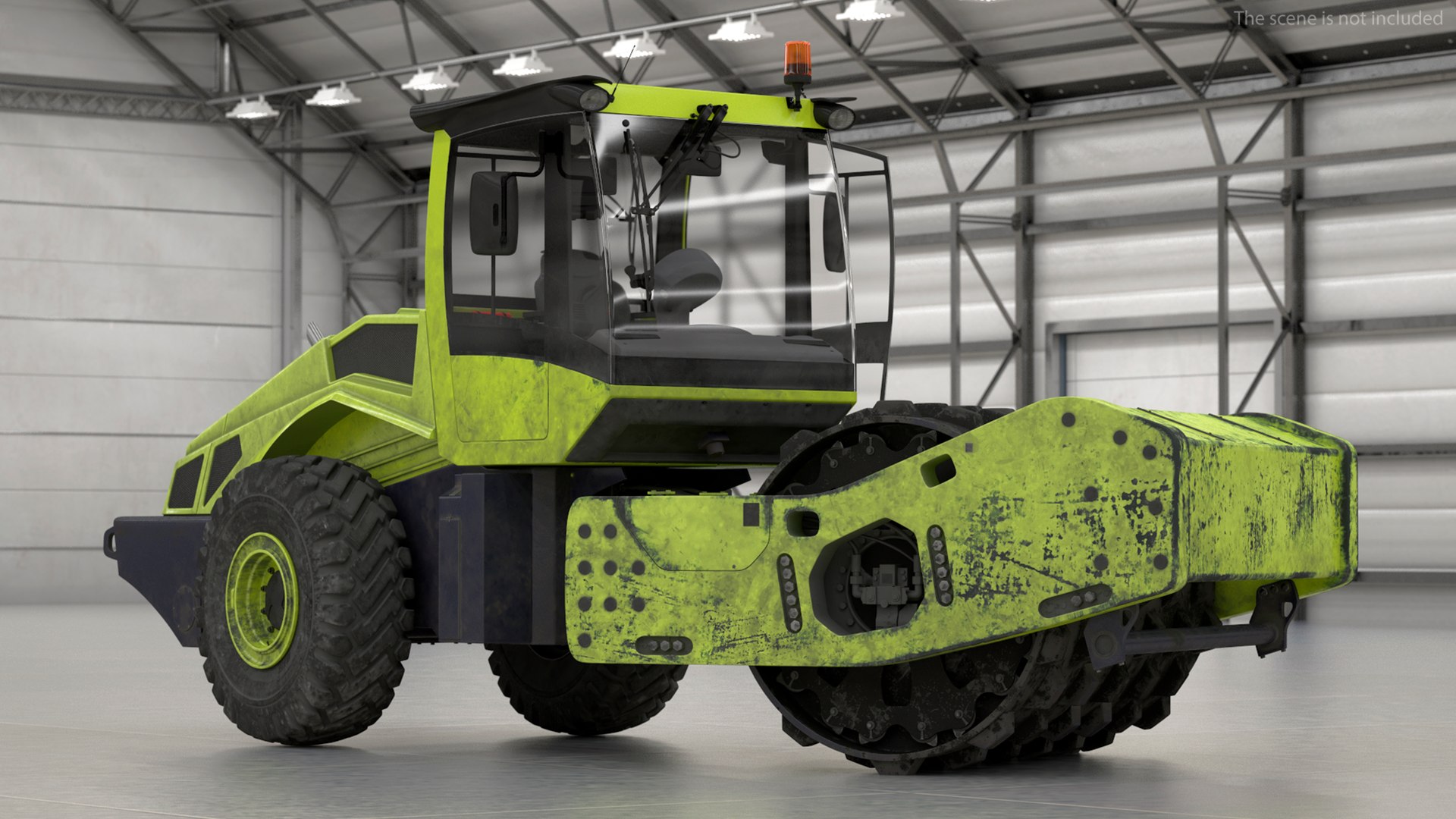 3D model Single Drum Compactor Vehicle Dirty Rigged for Maya ...