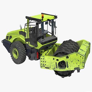 Single Drum Compactor Vehicle Dirty Rigged for Maya(1)
