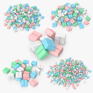Pile Of Square Pills Collection 3D model