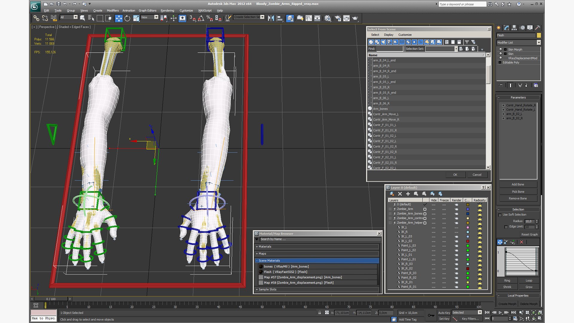 Bloody zombie arms rigged 3D model - TurboSquid 1443790