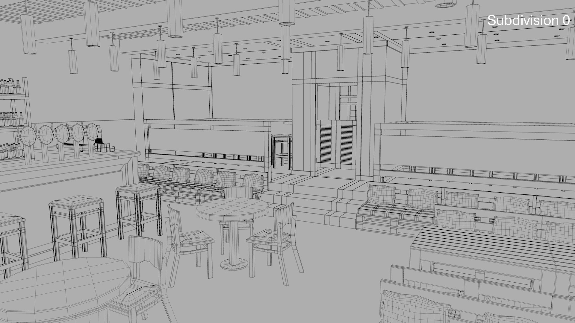 3D Model Coffee House And Beer Music Pub Interiors - TurboSquid 1807787