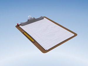 3d model clipboard pencil