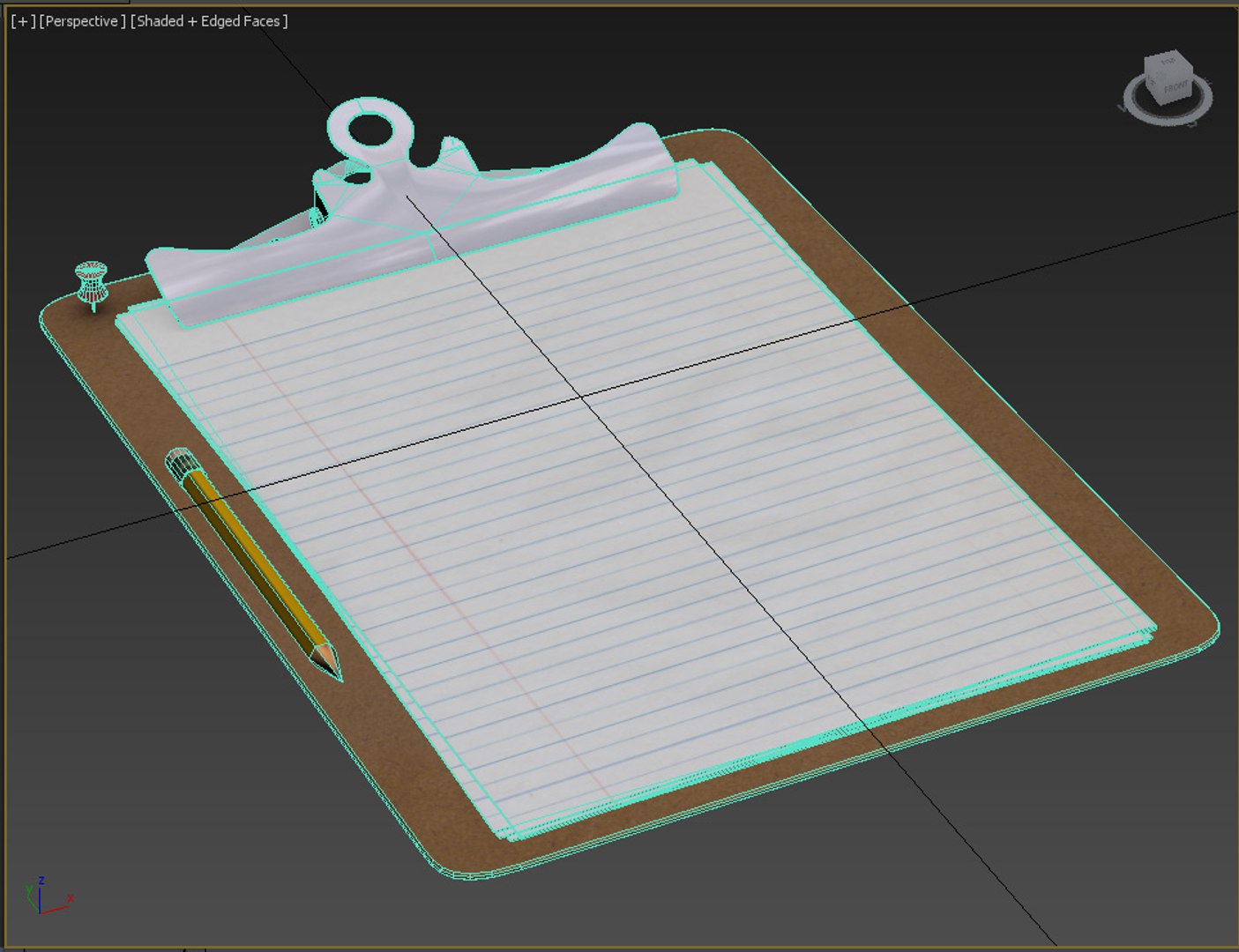 3d model clipboard pencil