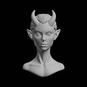Demon Girl Bust 3D Print Model