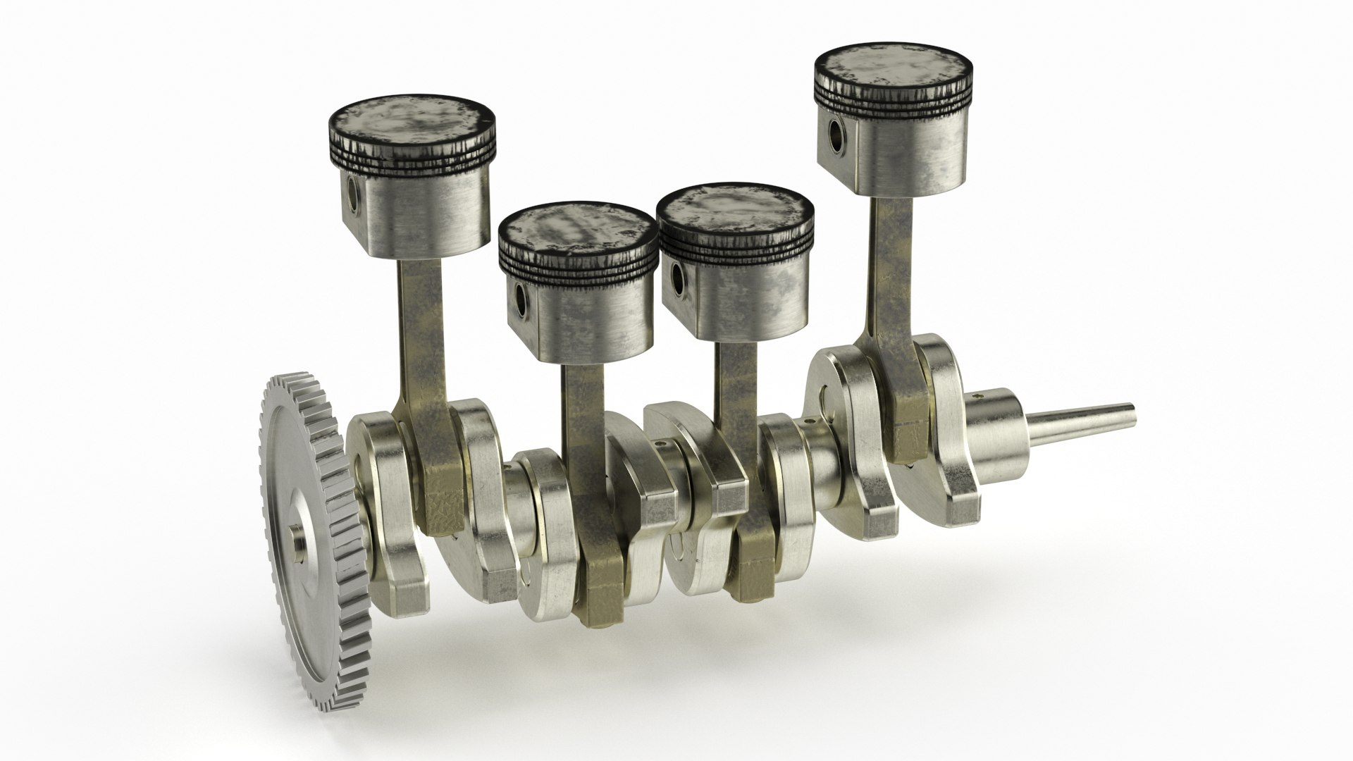 Engine Pistons and Crankshaft Rigged 3D model preview