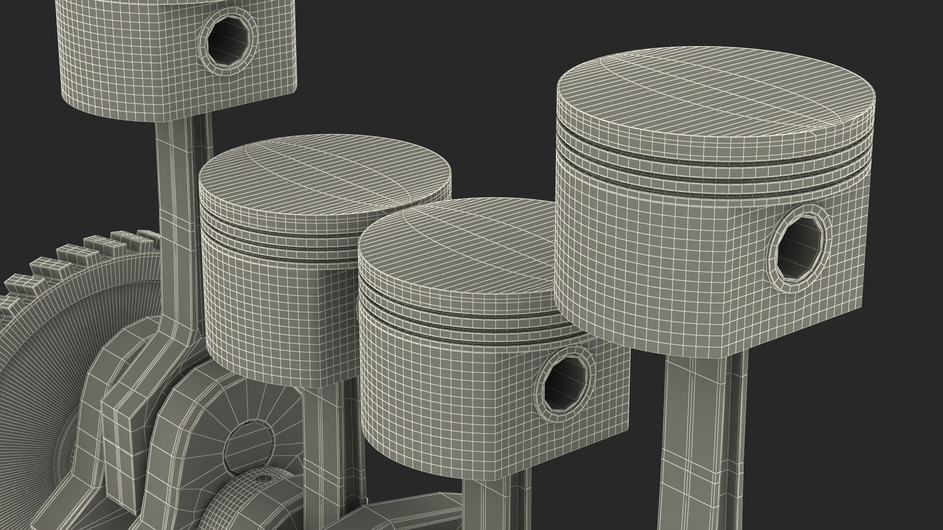 Engine Pistons And Crankshaft Rigged 3D - TurboSquid 2337827