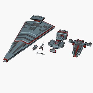 Low-poly spaceships game-ready collection