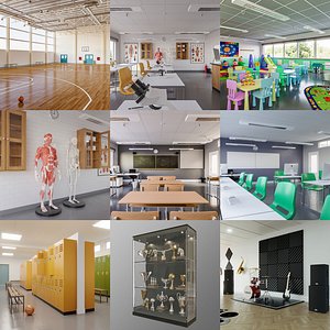 3D School Interior Collection model