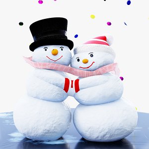 3D model Snowmen In Love - Winter Scene