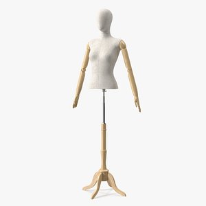 3D Female Flexible Half Body Mannequin Torso with Wooden Base