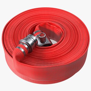 Neatly Coiled Fire Hose Red 3D model