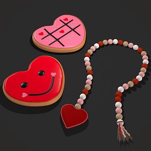 Valentines Heart Trinket and Cookies 3D model