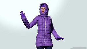 Woman in winter coat 3D model