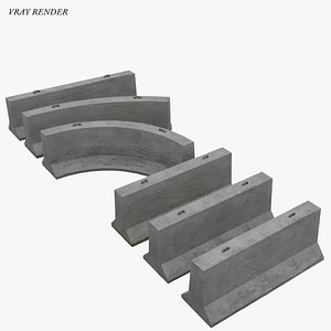 modular jersey barrier highway 3d 3ds